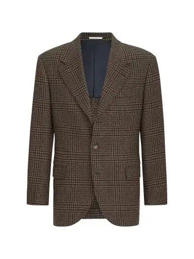 Brunello Cucinelli Men's Cashmere Prince of Wales Tailor Blazer - Chestnut | Thumbnail 1 Brunello Cucinelli Men's Cashmere Prince of Wales Tailor Blazer - Chestnut | Thumbnail 1