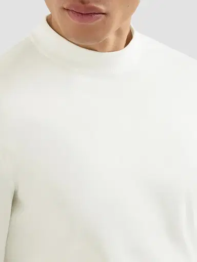 Brunello Cucinelli Men's Cotton Jersey Long Sleeve Mock Neck T-Shirt - Off White | Thumbnail 4 Brunello Cucinelli Men's Cotton Jersey Long Sleeve Mock Neck T-Shirt - Off White | Thumbnail 4
