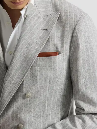 Brunello Cucinelli Men's Silk Pocket Square with Printed Logo - Burned | Thumbnail 2 Brunello Cucinelli Men's Silk Pocket Square with Printed Logo - Burned | Thumbnail 2