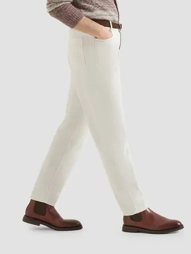 Brunello Cucinelli Men's Garment-Dyed Denim Iconic Fit Five-Pocket Jeans - White | Thumbnail 3 Brunello Cucinelli Men's Garment-Dyed Denim Iconic Fit Five-Pocket Jeans - White | Thumbnail 3