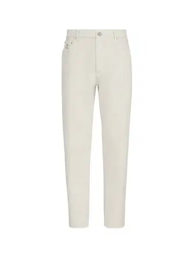 Brunello Cucinelli Men's Garment-Dyed Denim Iconic Fit Five-Pocket Jeans - White | Thumbnail 1 Brunello Cucinelli Men's Garment-Dyed Denim Iconic Fit Five-Pocket Jeans - White | Thumbnail 1