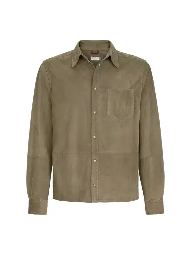 Brunello Cucinelli Men's Suede Overshirt | Thumbnail 1 Brunello Cucinelli Men's Suede Overshirt | Thumbnail 1