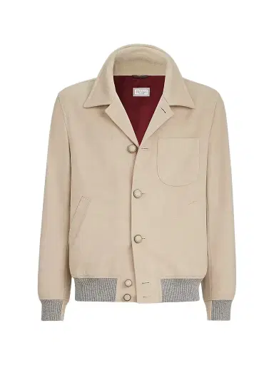 Brunello Cucinelli Men's Lightweight Virgin Wool Cloth Outerwear Jacket | Thumbnail 1 Brunello Cucinelli Men's Lightweight Virgin Wool Cloth Outerwear Jacket | Thumbnail 1