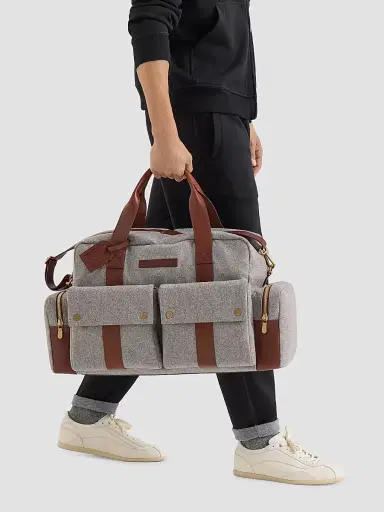Brunello Cucinelli Men's Wool, Alpaca and Cashmere Flannel Leisure Bag - Medium Grey | Thumbnail 2 Brunello Cucinelli Men's Wool, Alpaca and Cashmere Flannel Leisure Bag - Medium Grey | Thumbnail 2
