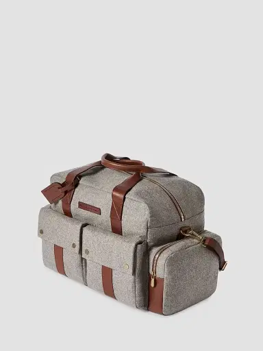 Brunello Cucinelli Men's Wool, Alpaca and Cashmere Flannel Leisure Bag - Medium Grey | Thumbnail 4 Brunello Cucinelli Men's Wool, Alpaca and Cashmere Flannel Leisure Bag - Medium Grey | Thumbnail 4