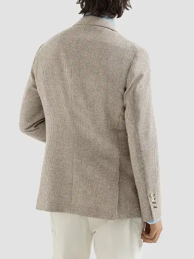 Brunello Cucinelli Men's Wool, Alpaca and Silk Houndstooth Deconstructed Cavallo Blazer - Stone Grey | Thumbnail 4 Brunello Cucinelli Men's Wool, Alpaca and Silk Houndstooth Deconstructed Cavallo Blazer - Stone Grey | Thumbnail 4