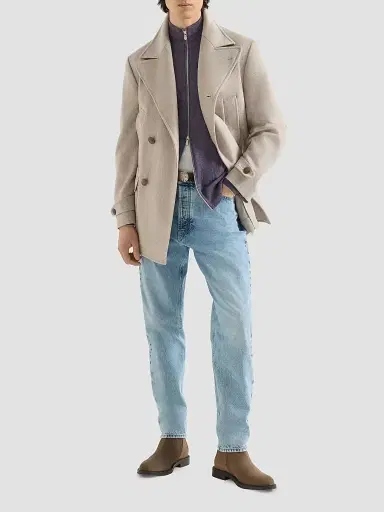 Brunello Cucinelli Men's Cashmere High-Neck Cardigan with Zipper - Purple | Thumbnail 2 Brunello Cucinelli Men's Cashmere High-Neck Cardigan with Zipper - Purple | Thumbnail 2
