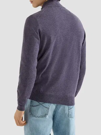 Brunello Cucinelli Men's Cashmere High-Neck Cardigan with Zipper - Purple | Thumbnail 4 Brunello Cucinelli Men's Cashmere High-Neck Cardigan with Zipper - Purple | Thumbnail 4