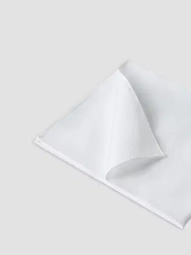 Brunello Cucinelli Men's Sea Island Cotton Twill Pocket Square for Tuxedo - White | Thumbnail 2 Brunello Cucinelli Men's Sea Island Cotton Twill Pocket Square for Tuxedo - White | Thumbnail 2