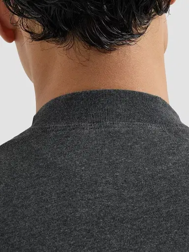 Brunello Cucinelli Men's Cotton Jersey Long Sleeve Mock Neck T-Shirt - Anthracite | Thumbnail 4 Brunello Cucinelli Men's Cotton Jersey Long Sleeve Mock Neck T-Shirt - Anthracite | Thumbnail 4