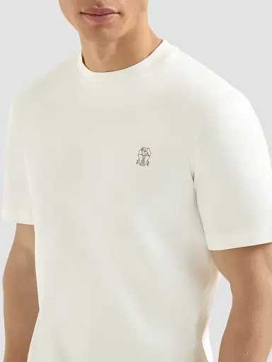 Brunello Cucinelli Men's Cotton Jersey Crew-Neck T-Shirt - Off White | Thumbnail 5 Brunello Cucinelli Men's Cotton Jersey Crew-Neck T-Shirt - Off White | Thumbnail 5
