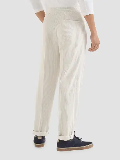 Brunello Cucinelli Men's Garment-Dyed Trousers in Cotton Corduroy - Off White | Thumbnail 3 Brunello Cucinelli Men's Garment-Dyed Trousers in Cotton Corduroy - Off White | Thumbnail 3