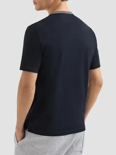 Brunello Cucinelli Men's Cotton Jersey Crew-Neck T-Shirt with Print - Cobalt | Thumbnail 3 Brunello Cucinelli Men's Cotton Jersey Crew-Neck T-Shirt with Print - Cobalt | Thumbnail 3