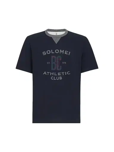 Brunello Cucinelli Men's Cotton Jersey Crew-Neck T-Shirt with Print - Cobalt | Thumbnail 1 Brunello Cucinelli Men's Cotton Jersey Crew-Neck T-Shirt with Print - Cobalt | Thumbnail 1