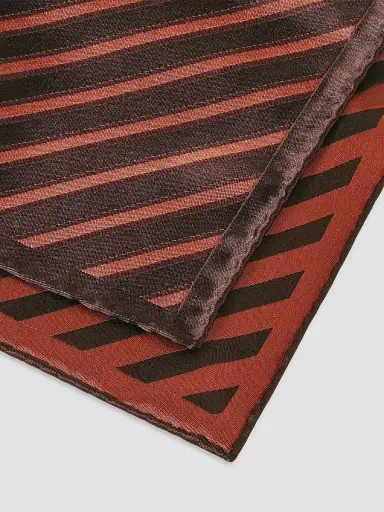 Brunello Cucinelli Men's Regimental Stripe Silk Pocket Square - Burned | Thumbnail 2 Brunello Cucinelli Men's Regimental Stripe Silk Pocket Square - Burned | Thumbnail 2