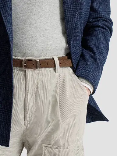 Brunello Cucinelli Men's Reversed Leather Belt - Mud - Size 38 | Thumbnail 2 Brunello Cucinelli Men's Reversed Leather Belt - Mud - Size 38 | Thumbnail 2