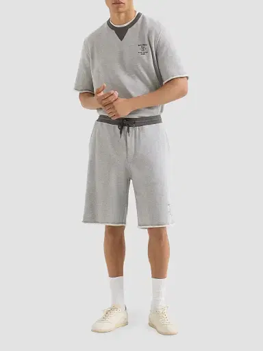 Brunello Cucinelli Men's Cotton French Terry Bermuda Shorts with Embroidery - Grey | Thumbnail 6 Brunello Cucinelli Men's Cotton French Terry Bermuda Shorts with Embroidery - Grey | Thumbnail 6