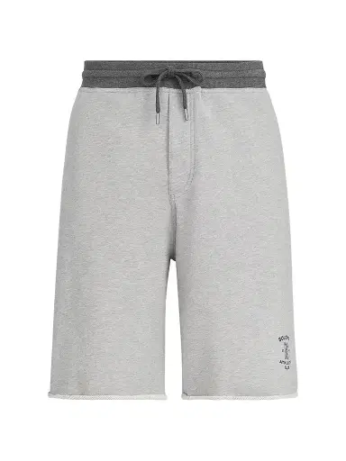 Brunello Cucinelli Men's Cotton French Terry Bermuda Shorts with Embroidery - Grey | Thumbnail 1 Brunello Cucinelli Men's Cotton French Terry Bermuda Shorts with Embroidery - Grey | Thumbnail 1
