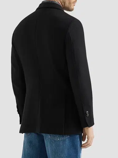 Brunello Cucinelli Men's Cashmere Panama Deconstructed Blazer with Patch Pockets - Black | Thumbnail 3 Brunello Cucinelli Men's Cashmere Panama Deconstructed Blazer with Patch Pockets - Black | Thumbnail 3