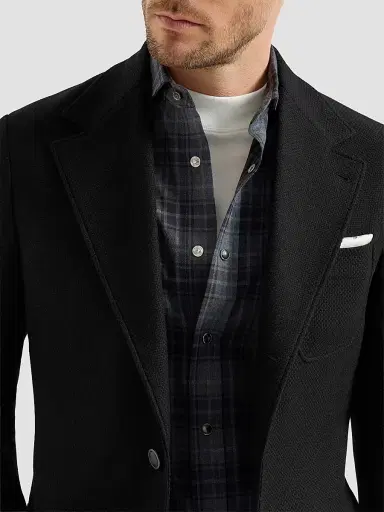 Brunello Cucinelli Men's Cashmere Panama Deconstructed Blazer with Patch Pockets - Black | Thumbnail 5 Brunello Cucinelli Men's Cashmere Panama Deconstructed Blazer with Patch Pockets - Black | Thumbnail 5