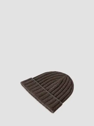 Brunello Cucinelli Men's Cashmere Rib Knit Beanie - Brown - Size XXXL | Thumbnail 2 Brunello Cucinelli Men's Cashmere Rib Knit Beanie - Brown - Size XXXL | Thumbnail 2