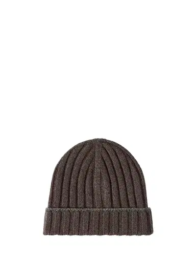 Brunello Cucinelli Men's Cashmere Rib Knit Beanie - Brown - Size XXXL | Thumbnail 1 Brunello Cucinelli Men's Cashmere Rib Knit Beanie - Brown - Size XXXL | Thumbnail 1
