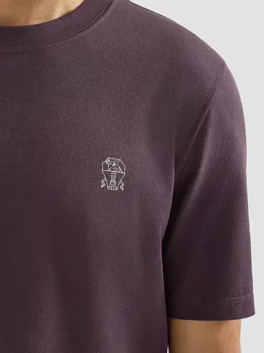 Brunello Cucinelli Men's Cotton Jersey Crew-Neck T-Shirt - Dark Brown | Thumbnail 4 Brunello Cucinelli Men's Cotton Jersey Crew-Neck T-Shirt - Dark Brown | Thumbnail 4