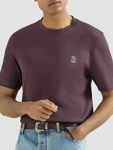 Brunello Cucinelli Men's Cotton Jersey Crew-Neck T-Shirt - Dark Brown | Thumbnail 5 Brunello Cucinelli Men's Cotton Jersey Crew-Neck T-Shirt - Dark Brown | Thumbnail 5