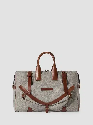 Brunello Cucinelli Men's Wool, Alpaca and Cashmere Flannel Field Bag - Medium Grey | Thumbnail 2 Brunello Cucinelli Men's Wool, Alpaca and Cashmere Flannel Field Bag - Medium Grey | Thumbnail 2