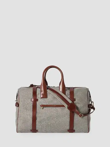 Brunello Cucinelli Men's Wool, Alpaca and Cashmere Flannel Field Bag - Medium Grey | Thumbnail 3 Brunello Cucinelli Men's Wool, Alpaca and Cashmere Flannel Field Bag - Medium Grey | Thumbnail 3