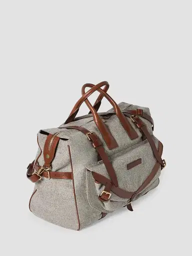 Brunello Cucinelli Men's Wool, Alpaca and Cashmere Flannel Field Bag - Medium Grey | Thumbnail 4 Brunello Cucinelli Men's Wool, Alpaca and Cashmere Flannel Field Bag - Medium Grey | Thumbnail 4