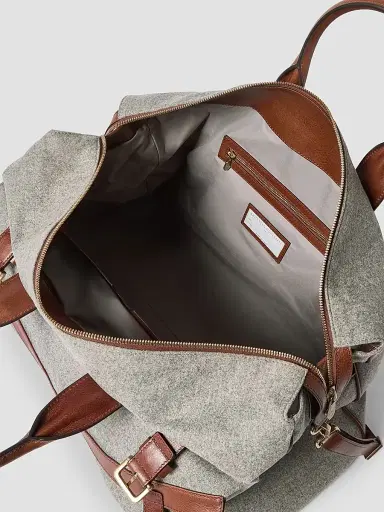 Brunello Cucinelli Men's Wool, Alpaca and Cashmere Flannel Field Bag - Medium Grey | Thumbnail 6 Brunello Cucinelli Men's Wool, Alpaca and Cashmere Flannel Field Bag - Medium Grey | Thumbnail 6