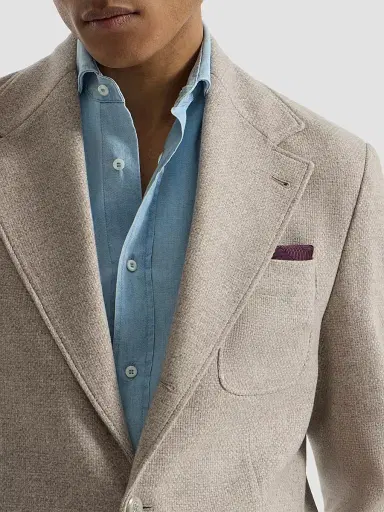Brunello Cucinelli Men's Silk Chevron Pocket Square - Burgundy | Thumbnail 3 Brunello Cucinelli Men's Silk Chevron Pocket Square - Burgundy | Thumbnail 3