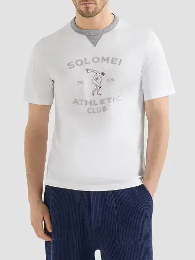 Brunello Cucinelli Men's Cotton Jersey Crew-Neck T-Shirt with Print - White | Thumbnail 2 Brunello Cucinelli Men's Cotton Jersey Crew-Neck T-Shirt with Print - White | Thumbnail 2