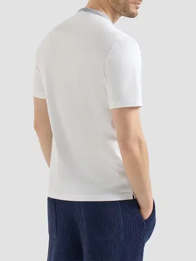 Brunello Cucinelli Men's Cotton Jersey Crew-Neck T-Shirt with Print - White | Thumbnail 3 Brunello Cucinelli Men's Cotton Jersey Crew-Neck T-Shirt with Print - White | Thumbnail 3