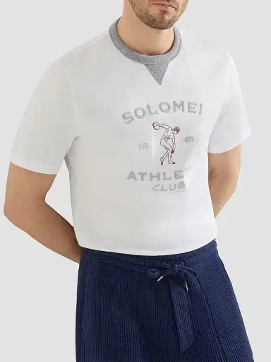 Brunello Cucinelli Men's Cotton Jersey Crew-Neck T-Shirt with Print - White | Thumbnail 4 Brunello Cucinelli Men's Cotton Jersey Crew-Neck T-Shirt with Print - White | Thumbnail 4