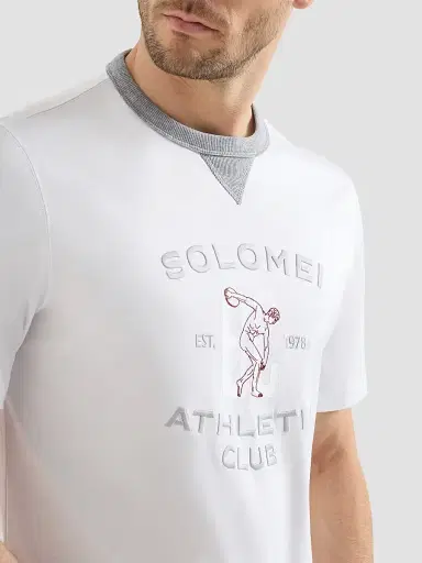 Brunello Cucinelli Men's Cotton Jersey Crew-Neck T-Shirt with Print - White | Thumbnail 5 Brunello Cucinelli Men's Cotton Jersey Crew-Neck T-Shirt with Print - White | Thumbnail 5