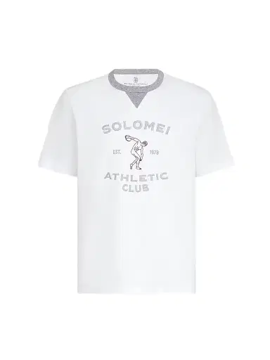 Brunello Cucinelli Men's Cotton Jersey Crew-Neck T-Shirt with Print - White | Thumbnail 1 Brunello Cucinelli Men's Cotton Jersey Crew-Neck T-Shirt with Print - White | Thumbnail 1