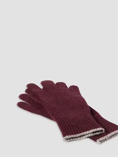 Brunello Cucinelli Men's Cashmere Knit Gloves - Burgundy - Size XL | Thumbnail 2 Brunello Cucinelli Men's Cashmere Knit Gloves - Burgundy - Size XL | Thumbnail 2