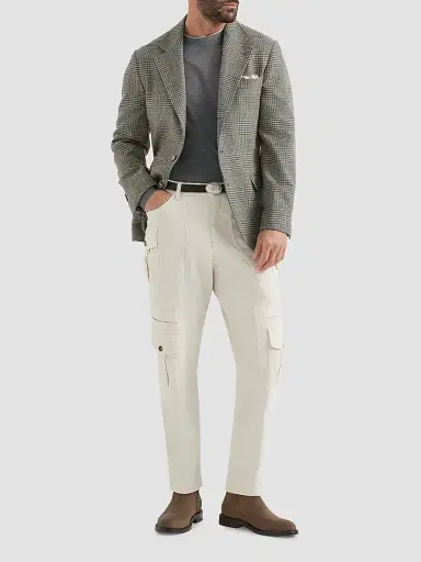 Brunello Cucinelli Men's Silk and Cotton Lightweight Jersey Long Sleeve Crewneck T-Shirt - Grey | Thumbnail 2 Brunello Cucinelli Men's Silk and Cotton Lightweight Jersey Long Sleeve Crewneck T-Shirt - Grey | Thumbnail 2