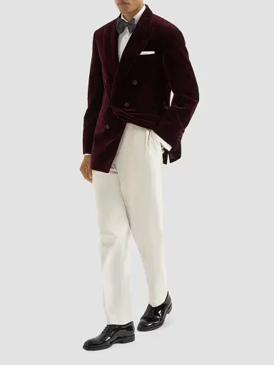 Brunello Cucinelli Men's Cotton Narrow Wale Corduroy Tuxedo Trousers with Double Pleats - Milk | Thumbnail 6 Brunello Cucinelli Men's Cotton Narrow Wale Corduroy Tuxedo Trousers with Double Pleats - Milk | Thumbnail 6