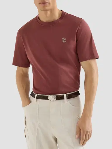 Brunello Cucinelli Men's Cotton Jersey Crew-Neck T-Shirt - Brown | Thumbnail 2 Brunello Cucinelli Men's Cotton Jersey Crew-Neck T-Shirt - Brown | Thumbnail 2