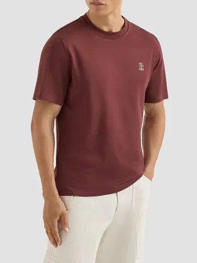 Brunello Cucinelli Men's Cotton Jersey Crew-Neck T-Shirt - Brown | Thumbnail 3 Brunello Cucinelli Men's Cotton Jersey Crew-Neck T-Shirt - Brown | Thumbnail 3