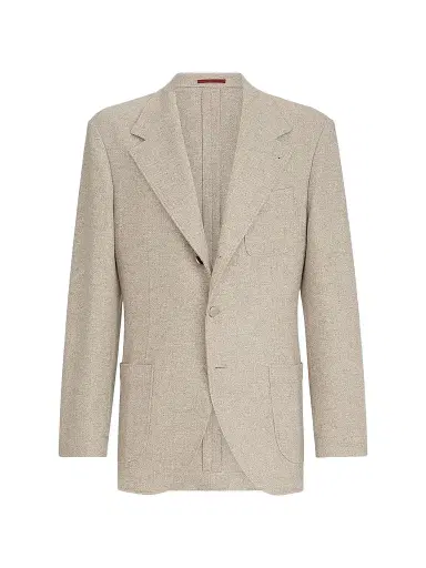 Brunello Cucinelli Men's Cashmere Panama Deconstructed Blazer with Patch Pockets - Sand | Thumbnail 1 Brunello Cucinelli Men's Cashmere Panama Deconstructed Blazer with Patch Pockets - Sand | Thumbnail 1