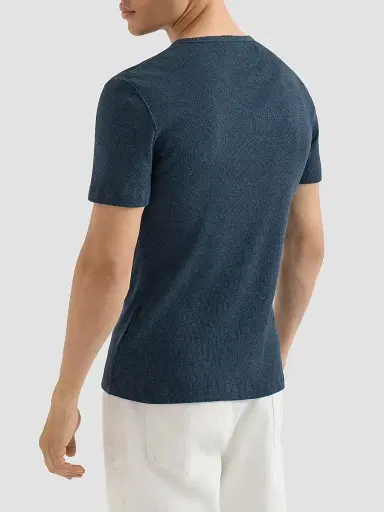 Brunello Cucinelli Men's Denim-Effect Ribbed Cotton Jersey Crew-Neck T-Shirt - Navy Blue | Thumbnail 3 Brunello Cucinelli Men's Denim-Effect Ribbed Cotton Jersey Crew-Neck T-Shirt - Navy Blue | Thumbnail 3