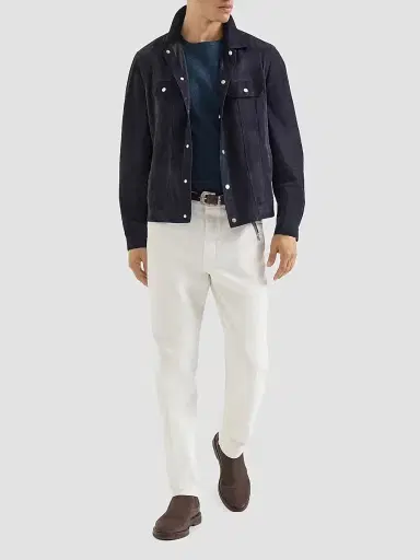 Brunello Cucinelli Men's Denim-Effect Ribbed Cotton Jersey Crew-Neck T-Shirt - Navy Blue | Thumbnail 6 Brunello Cucinelli Men's Denim-Effect Ribbed Cotton Jersey Crew-Neck T-Shirt - Navy Blue | Thumbnail 6