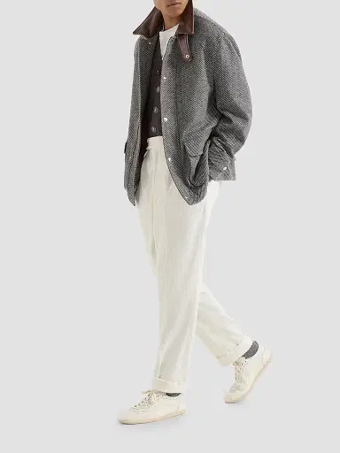 Brunello Cucinelli Men's Cashmere and Silk Diagonal Field Jacket | Thumbnail 6 Brunello Cucinelli Men's Cashmere and Silk Diagonal Field Jacket | Thumbnail 6