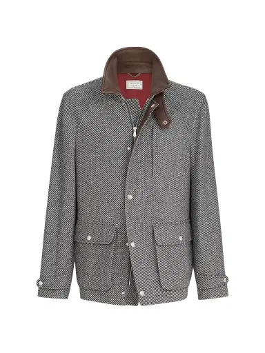 Brunello Cucinelli Men's Cashmere and Silk Diagonal Field Jacket | Thumbnail 1 Brunello Cucinelli Men's Cashmere and Silk Diagonal Field Jacket | Thumbnail 1