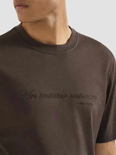Brunello Cucinelli Men's Cotton Jersey Crew-Neck T-Shirt with Embroidery - Brown | Thumbnail 5 Brunello Cucinelli Men's Cotton Jersey Crew-Neck T-Shirt with Embroidery - Brown | Thumbnail 5