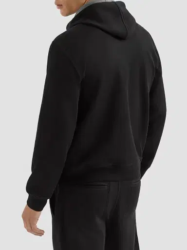 Brunello Cucinelli Men's Cotton, Cashmere and Silk French Terry Double Cloth Hooded Sweatshirt - Black | Thumbnail 4 Brunello Cucinelli Men's Cotton, Cashmere and Silk French Terry Double Cloth Hooded Sweatshirt - Black | Thumbnail 4